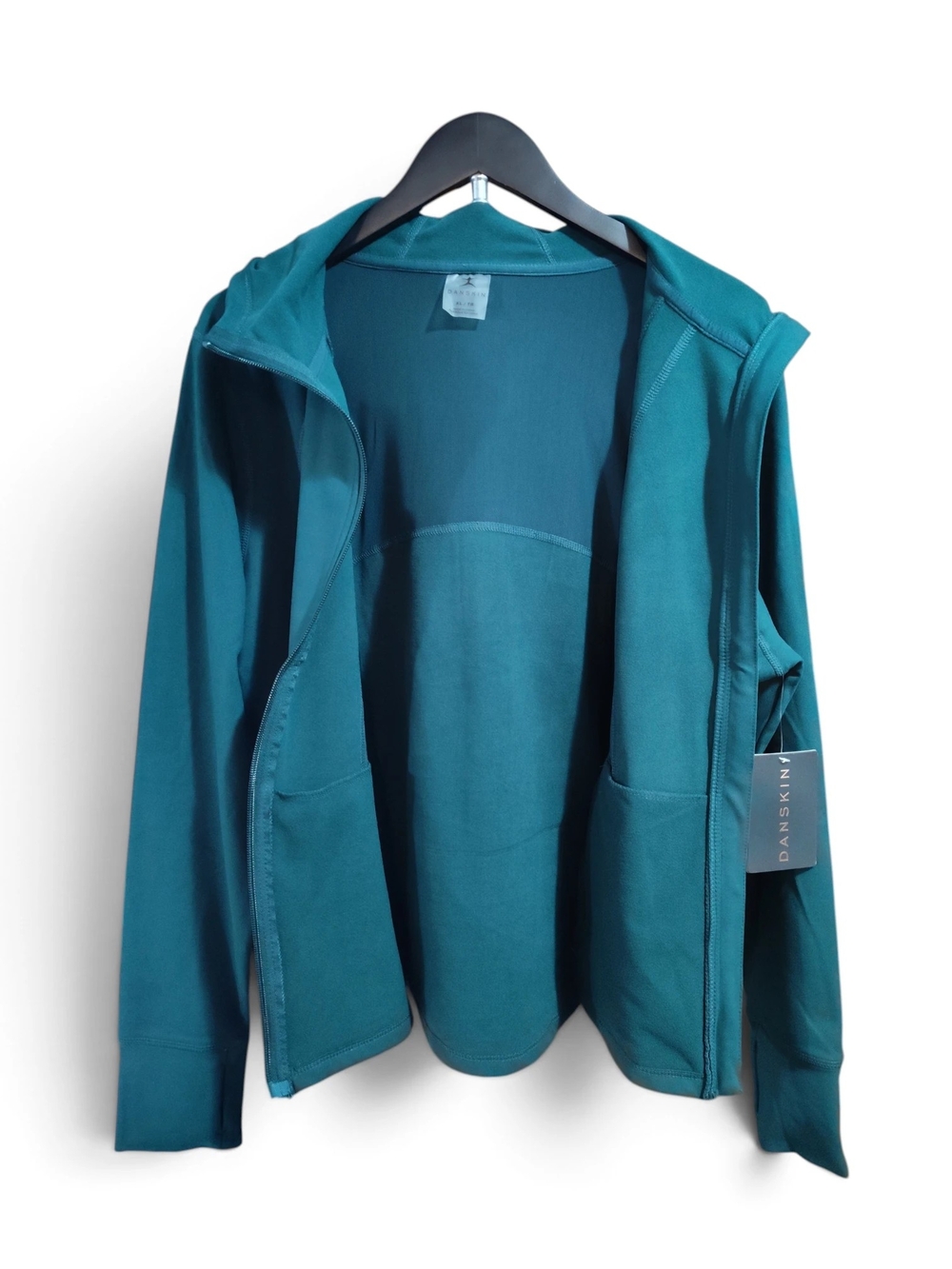 🆕 Danskin Winter Tech Fleece Lined Hooded Luxe Yoga Jacket Womens XL Dark Teal - Picture 5 of 12